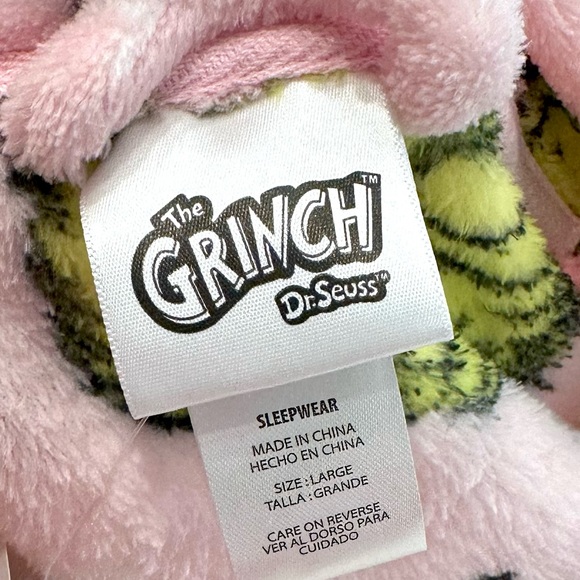 🌲 Dr Seuss The Grinch Pink Soft Plush Robe Women's size-L - Picture 4 of 5